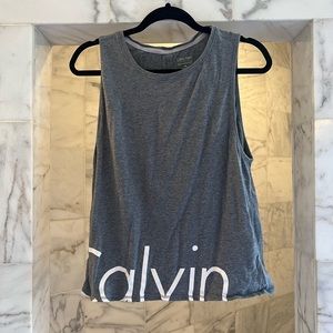 Gray Calvin Klein performance split back active shirt